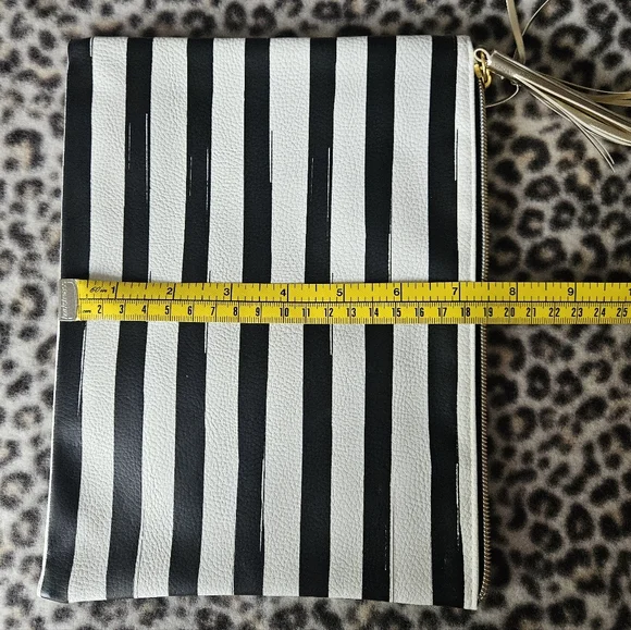 "But First, Me Time" Black and White Striped Oversized Travel Cosmetic Pouch Bag - Picture 7 of 7